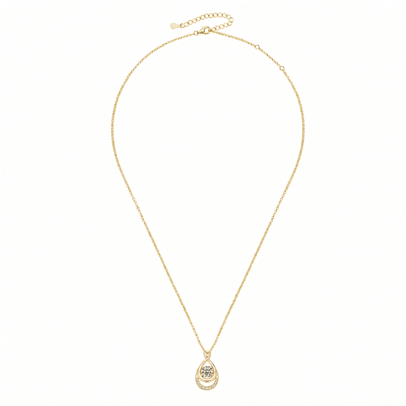 glamavera-elyenne-pendant-gold-full-necklace-view GLAMAVERA Elyenne Pendant 1CT moissanite infinity necklace in gold, full view on a white background