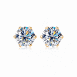 GLAMAVERA Fenroe Studs gold-tone moissanite earrings Sterling 925 Silver 18K Gold 0,5CT, front view