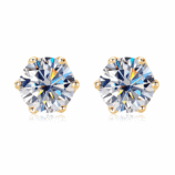 GLAMAVERA Fenroe Studs gold-tone moissanite earrings, front view