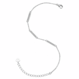 Vue complète du bracelet GLAMAVERA Halvane en argent serti de moissanites, avec fermoir et chaîne d'extension