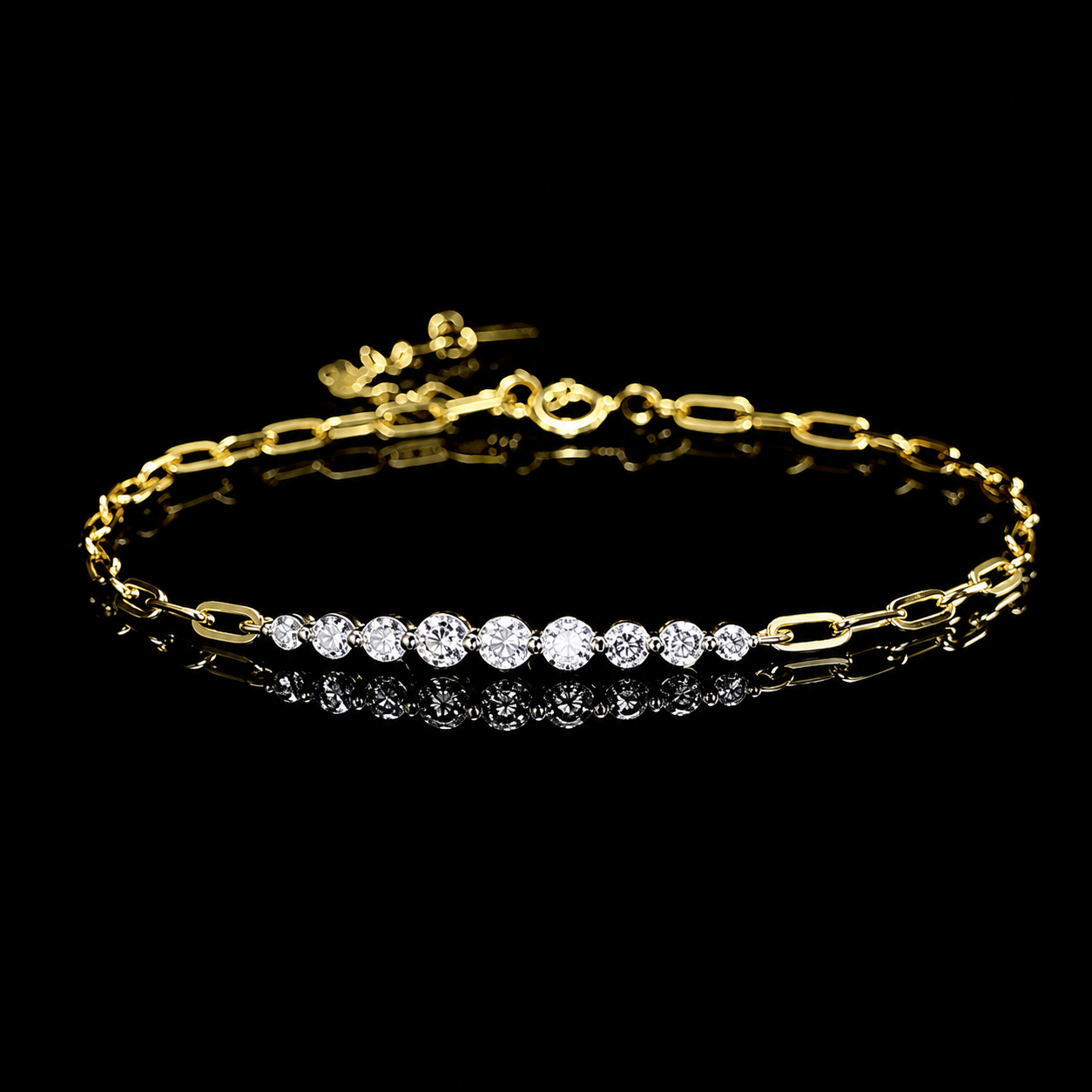 Kessane luxury moissanite bar bracelet gold on black background