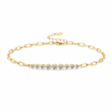 Bracciale GLAMAVERA Kessane Bar, un bracciale tennis con moissanite in argento sterling 925 placcato in oro 14 carati