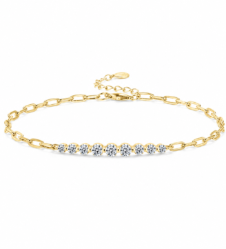 GLAMAVERA Kessane Bar Bracelet, a moissanite tennis bracelet in 14K gold-plated 925 sterling silver
