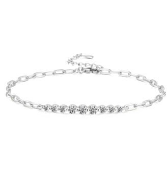 GLAMAVERA Kessane Bar Bracelet, a moissanite tennis bracelet in 925 sterling silver on a white background
