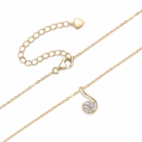 Gold GLAMAVERA Nerine Pendant 1CT Moissanite Curl Necklace displayed flat with the chain, clasp and extension links visible.