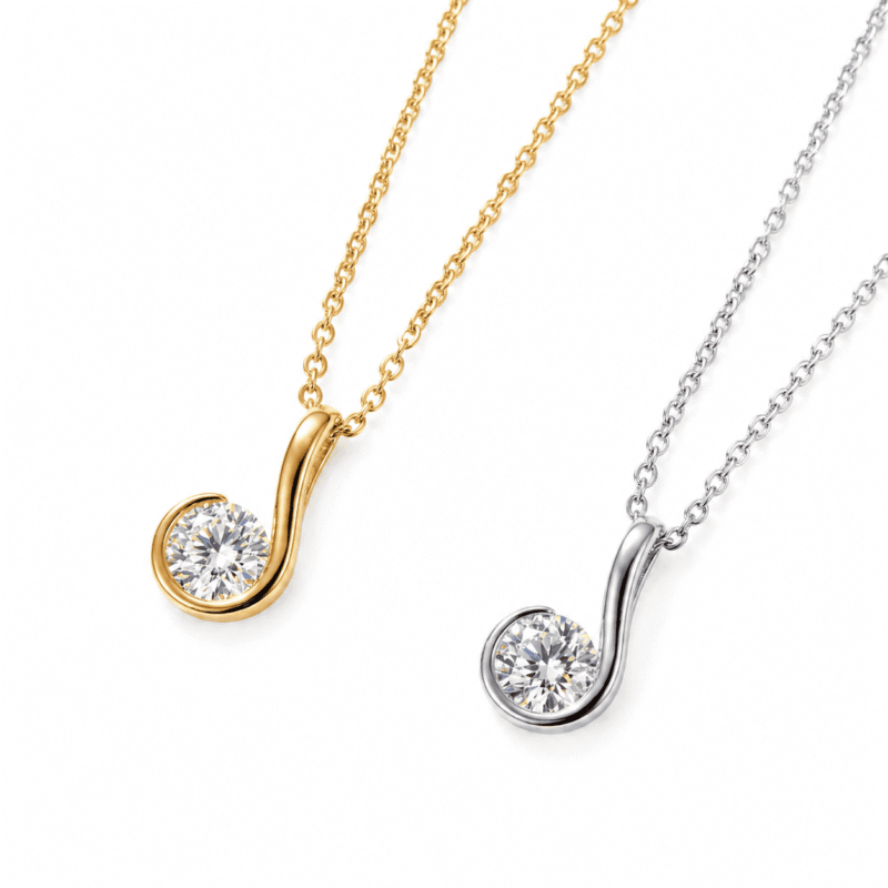 Gold and silver Nerine Moissanite Curl Necklace by GLAMAVERA