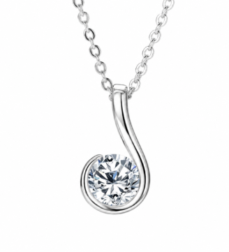 glamavera-nerine-pendant-silver-closeup-white-background Silver Nerine Moissanite Curl Necklace on a white background