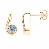Gold-tone Nerine Studs moissanite earrings shown from the front and side