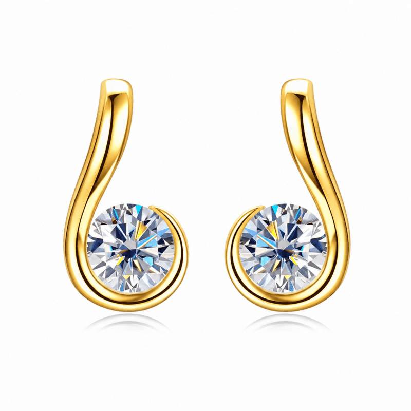 glamavera-nerine-studs-gold-front-view GLAMAVERA Nerine Studs gold-tone moissanite curl earrings, front view