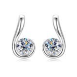 GLAMAVERA Nerine Studs moissanite curl earrings in 925 sterling silver, front view