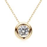 Front view of the yellow gold Torvane 1CT moissanite bubble necklace