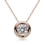 Front view of the rose gold Torvane 1CT moissanite bubble necklace
