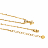 Gold Valenne Clover Choker clasp, extension chain and dangling moissanite clover detail