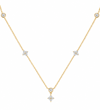 Valenne Clover Choker by GLAMAVERA in gold finish with 0.90CT moissanite clover and bezel details