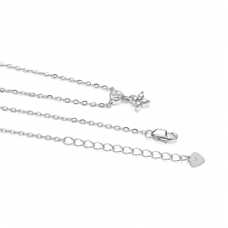 Silver Valenne Clover Choker clasp, adjustable extension chain and S925 jewellery tag