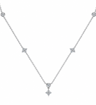 glamavera-valenne-clover-choker-silver-front Valenne Clover Choker by GLAMAVERA in silver finish with 0.90CT moissanite clover and bezel details