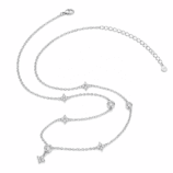Full view of the silver Valenne Clover Choker with adjustable chain and moissanite clover details