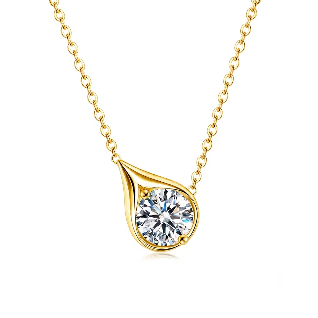 Velrose Droplet Necklace in gold finish