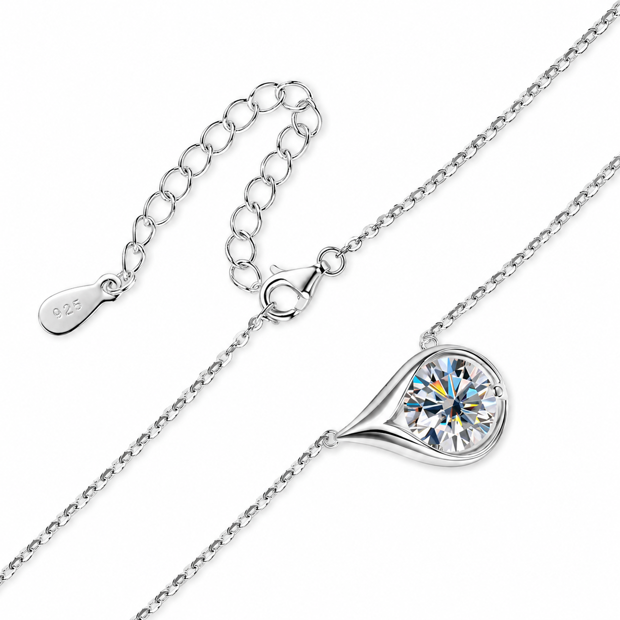 Velrose necklace pendant, chain and clasp detail
