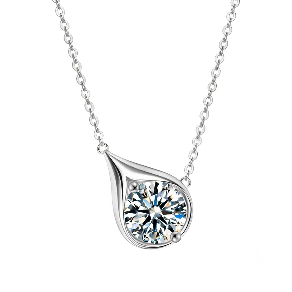 Velrose Droplet Necklace in silver finish