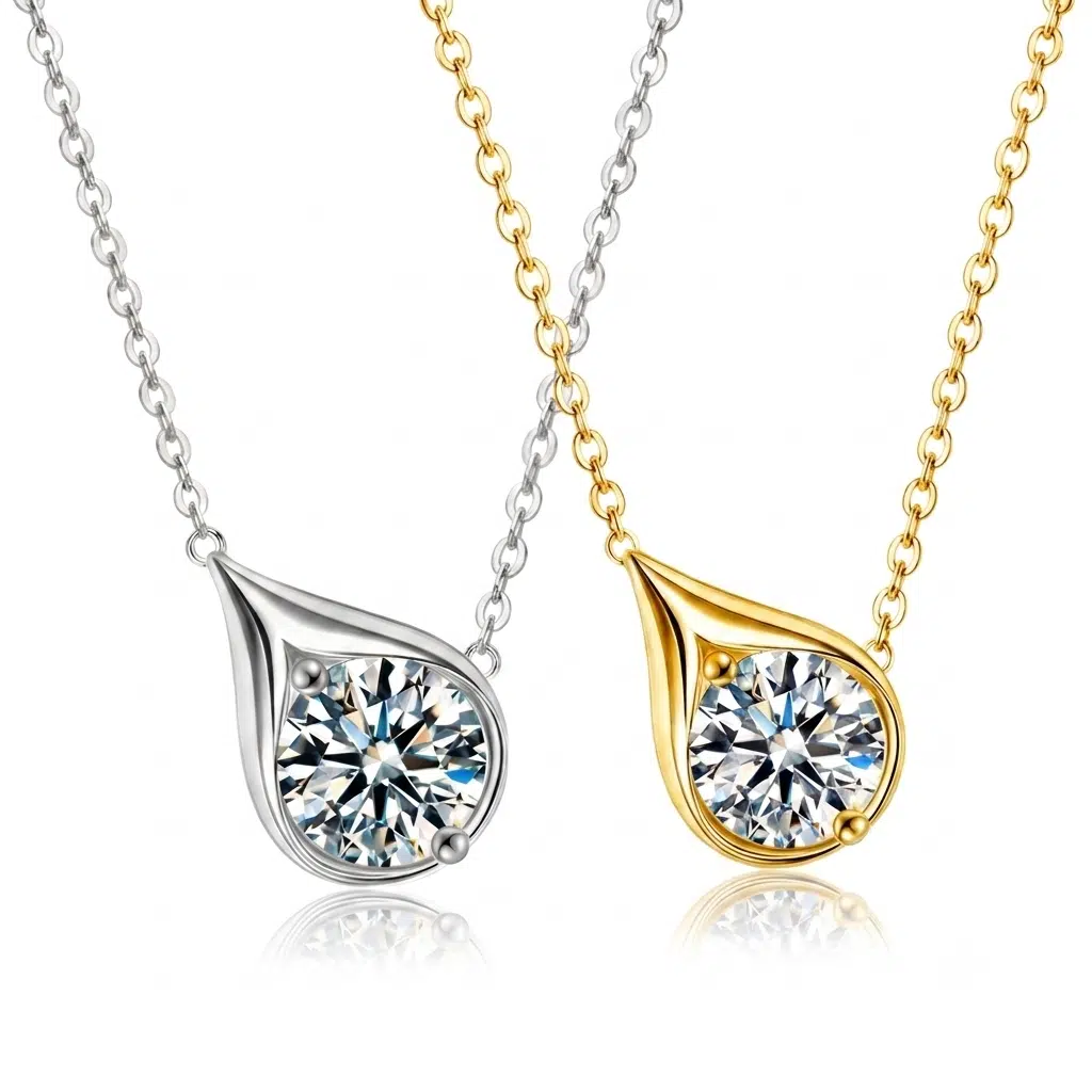 Velrose luxury moissanite droplet necklace with 1CT stone in 925 sterling silver