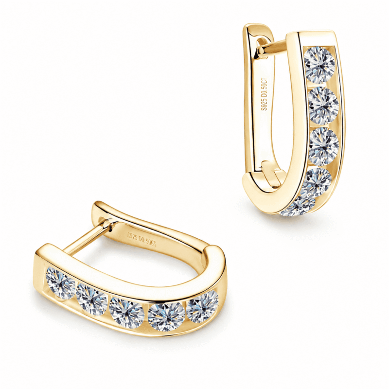 moissanite huggie hoop earrings sterling silver Glamavera 1
