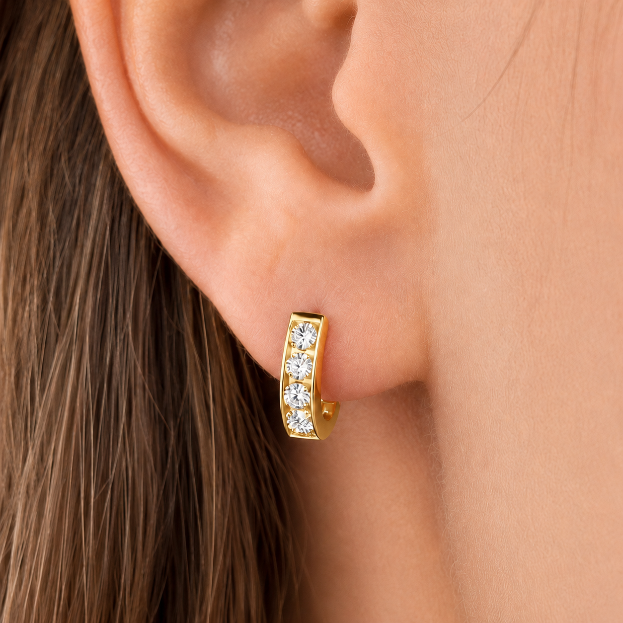 Glamavera sterling silver moissanite hoop earrings