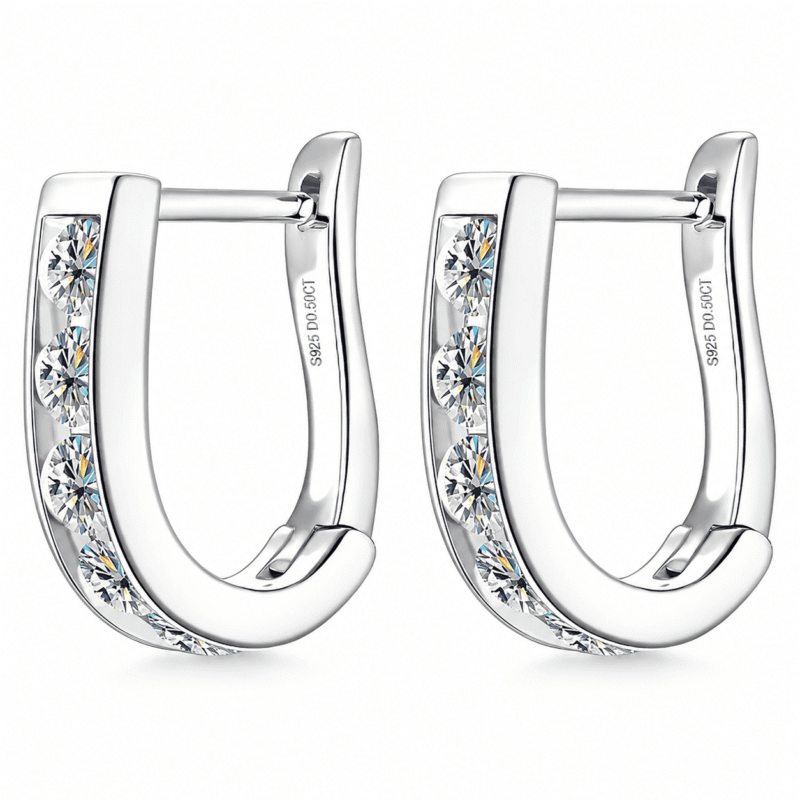 moissanite huggie hoop earrings sterling silver Glamavera 2