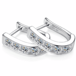 moissanite huggie hoop earrings sterling silver Glamavera 3