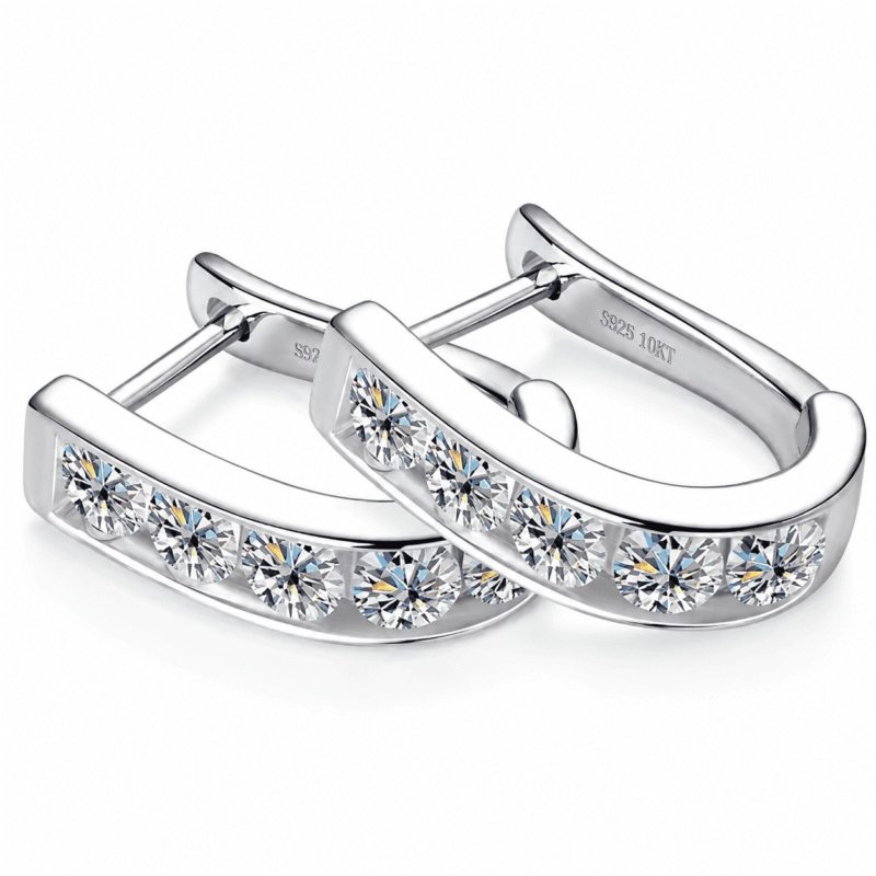 moissanite huggie hoop earrings sterling silver Glamavera 3