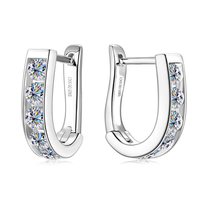 Moissanite huggie-oorbellen van sterling zilver Glamavera 7