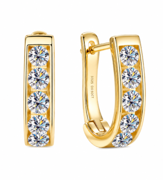 Corvane Hoops Moissanite Huggie Earrings in 925 Sterling Silver