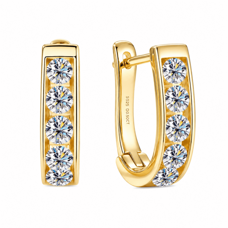 Moissanite huggie-hoopoorbellen van sterling zilver Glamavera 9