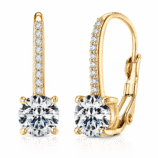 Isolated Rivane Drops gold-tone moissanite leverback earrings