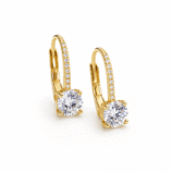 Rivane Drops gold-tone moissanite leverback earrings in 925 sterling silver on a white background