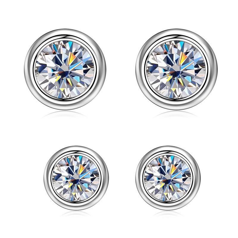 torvane-studs-gold-silver-size-options Torvane moissanite bubble stud earrings in gold-tone and silver size options