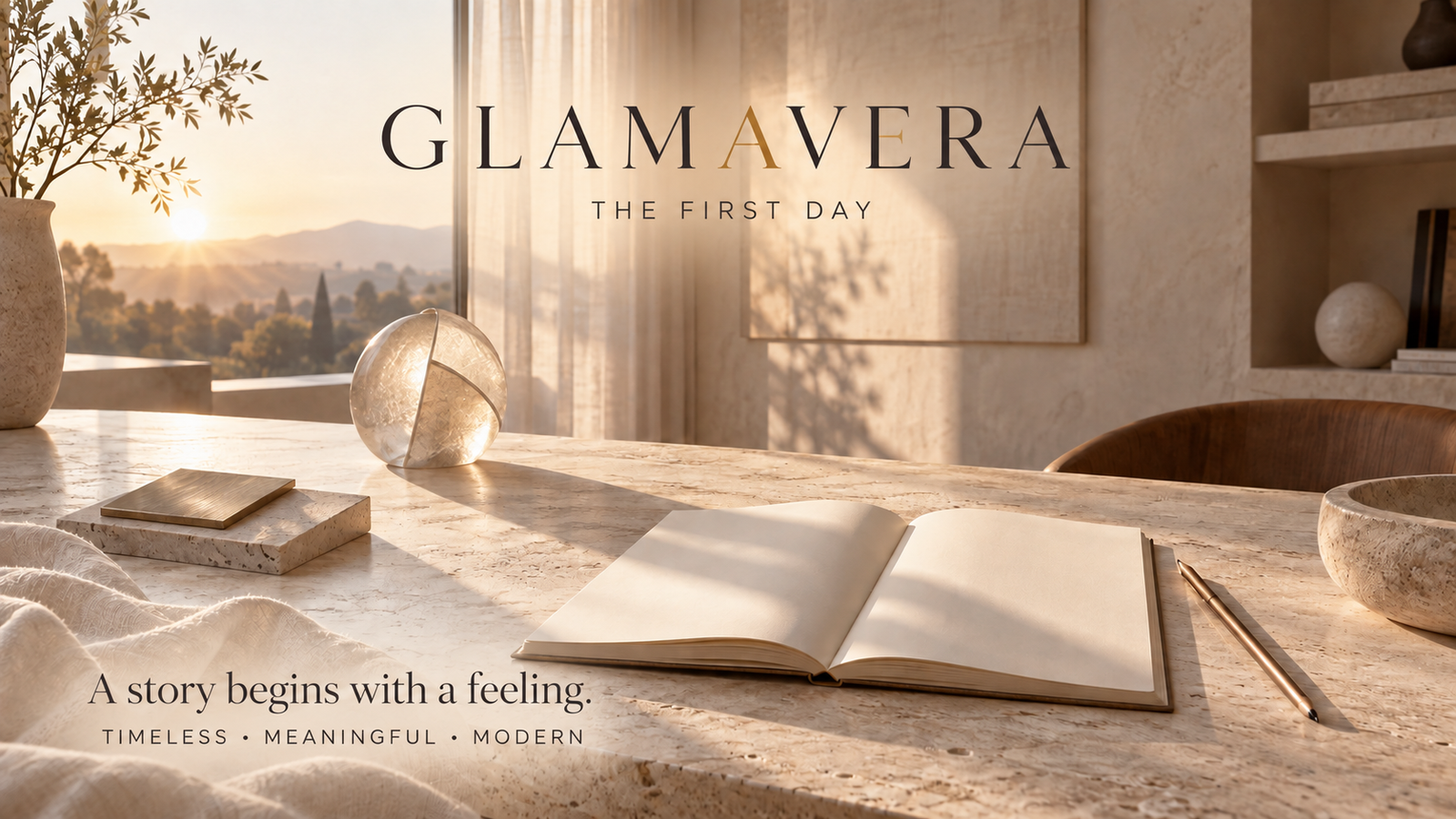 GLAMAVERA First Day – creative brand story with logo and morning light